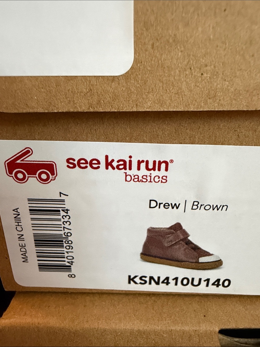 See Kai Run Brown and White Kids High-Top Sneakers - Picture 5 of 5